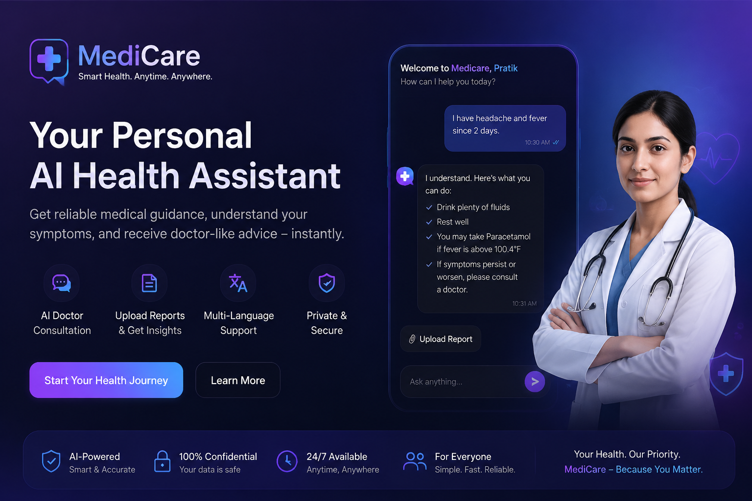 MediCare Chatbot project preview